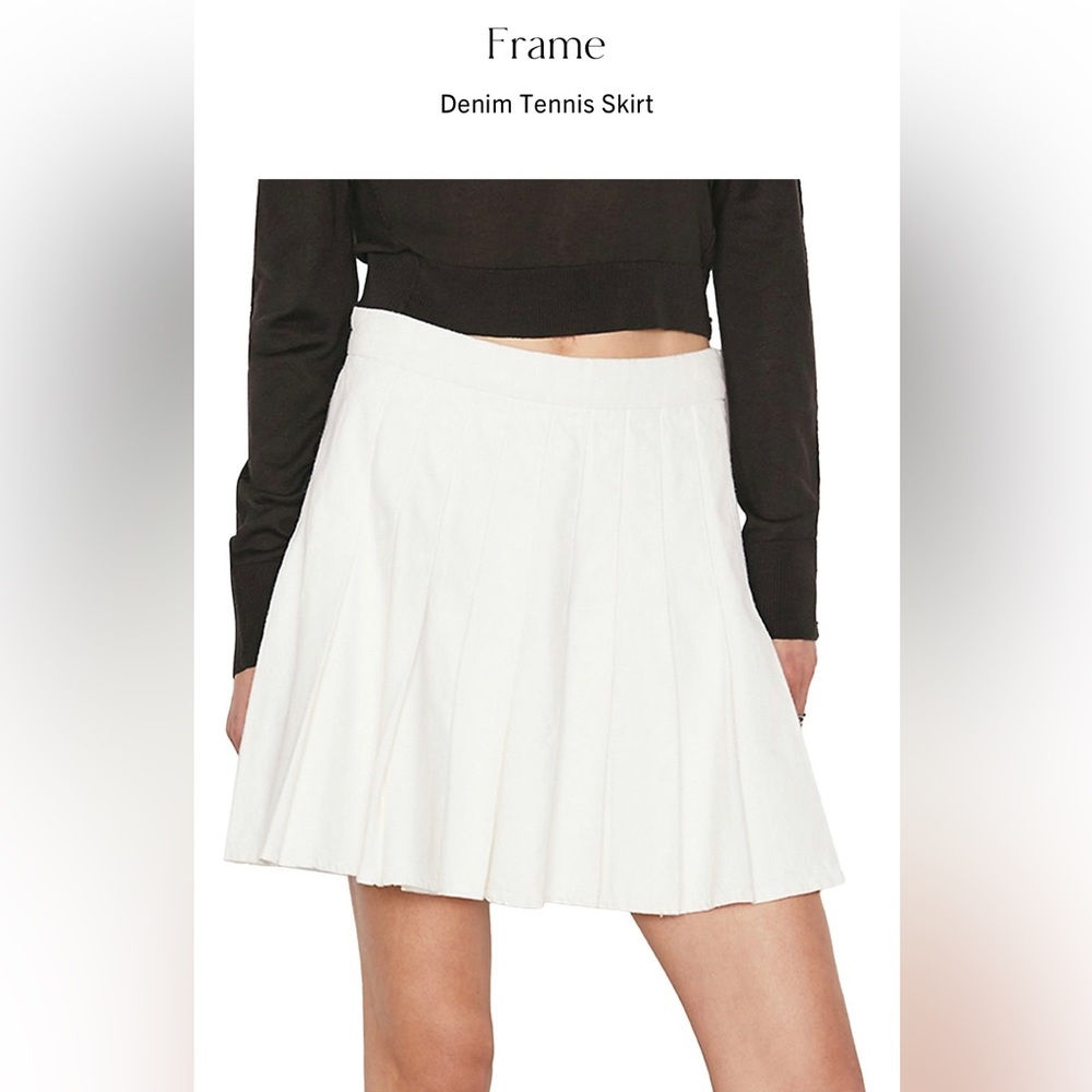 FRAME White Denim Pleated Tennis Skirt - New with Tags! Size 28